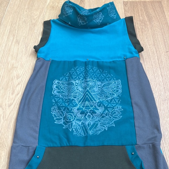 Shanti Sutra One Of A Kind Owl Print Bamboo Mini Dress - Picture 2 of 3